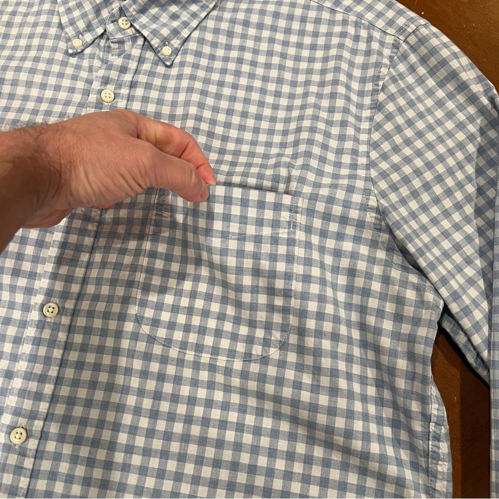 J.Crew Men’s Secret Wash Slim Fit Cotton Poplin Shirt Blue Plaid XL Preppy - Picture 6 of 16